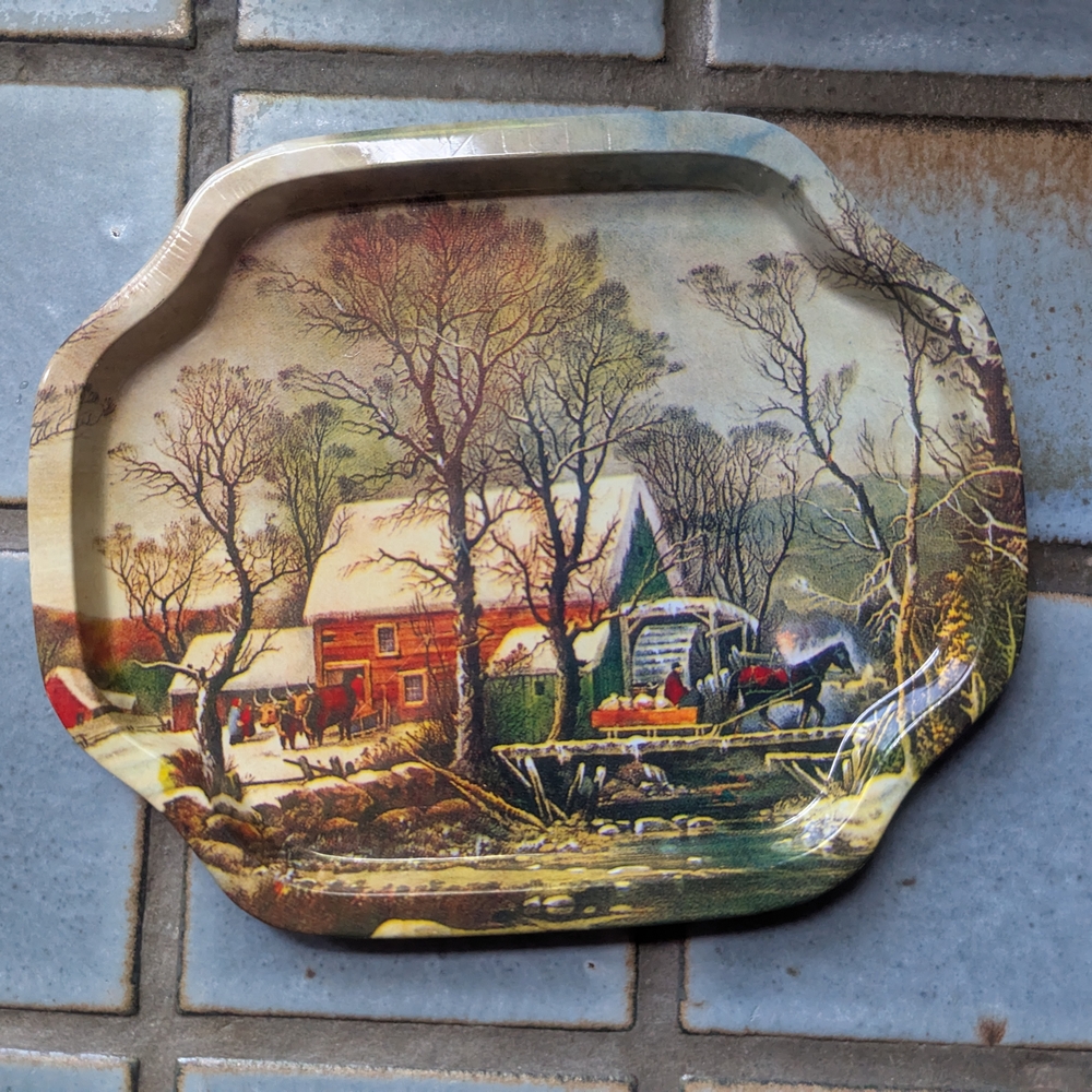 Vintage Winter Scene Decorative Tray